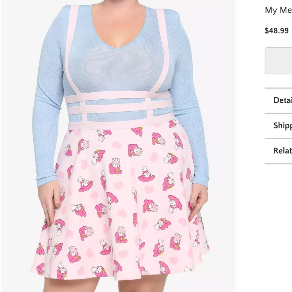 Hello Kitty My Melody Strappy Suspender Skirt XL - Picture 1 of 4
